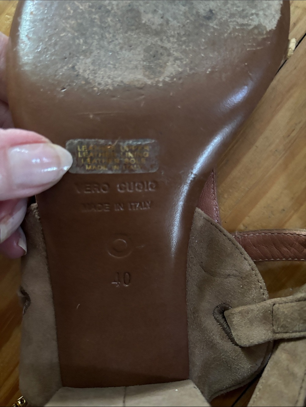 L’ AUTRE CHOSE T-Strap, Suede Block-Heel Sandals - Brown 40 - Picture 8 of 10